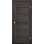 L26 Полотно дверное 700х2000 венге 3D ЧЕРНОЕ СТЕКЛО