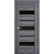 L20 Полотно дверное 900х2000 дуб стоунвуд ЧЕРНОЕ СТЕКЛО