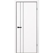N02 Полотно дверное 900х2000 эмалит белый (черная алюм.кромка с 4-х сторон, магнитная защелка)