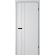N02 Полотно дверное 700х2000 эмалит серебристый (черная алюм.кромка с 4-х сторон, магнитная защелка)