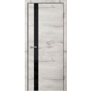 FN01 Полотно дверное 800х2000 ПВХ дуб арктик ЧЕРНОЕ СТЕКЛО