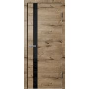 FN01 Полотно дверное 900х2000 ПВХ дуб пацифик ЧЕРНОЕ СТЕКЛО