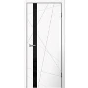 LINE02 Полотно дверное 800х2000 ПВХ белый ЧЕРНОЕ СТЕКЛО