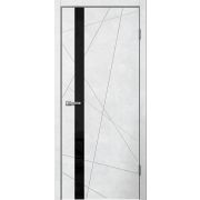 LINE02 Полотно дверное 900х2000 ПВХ бетон светлый ЧЕРНОЕ СТЕКЛО