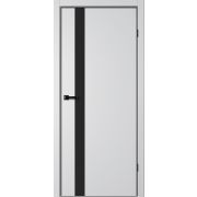 TR06 Полотно дверное глухое 900х2000 GVI сильвер (черная алюм.кромка с 4-х сторон, магнитная защелка) ЧЕРНОЕ СТЕКЛО