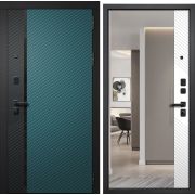 Дверь металлическая Дилайн Верде (Муар Черный без блесток Velluto Verde/Черная шагрень Velluto Bianco 960*2050 Левая)