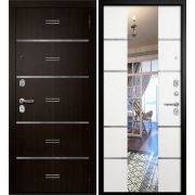 Дверь металлическая РИВЬЕРА муар черный САМСОН белое дерево (870) правая