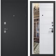 Дверь металлическая Кристел черный муар с блестками зеркало Техно F белый 850-2 (960) левая