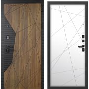 Дверь металлическая Морра Черный муар с блестками Орех каньон коньяк/Белый 850-2/Фуаро (960) правая