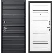 Дверь металлическая Энца черный муар с блестками Черный кварц/скол дуба белый (960) левая