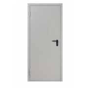 Дверь противопожарная стальная однопольная глухая El-60 ПДС-1, серый, правый, внутр. панель серый металл, фурн. черная, 870 (левое)