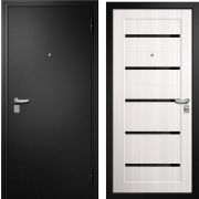 Блок дверной стальной Меги50 Мет/Скин Царга, серебро на черном, внутр. панель белый ясень , фурн. хром, 950х2050 правое