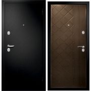 Блок дверной стальной Меги 60 Мет/Мдф Ромб, серебро на черном, внутр. панель венге кантри фрезер №129, фурн. хром, 870х2050 левое