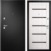 Блок дверной стальной Меги60 Мет/Скин Царга, серебро на черном, внутр. панель беленый дуб , фурн. хром, 970х2050 левое