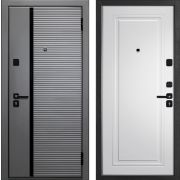 Блок дверной стальной Меги75 Мдф/Мдф 1, черный муар, МДФ, внутр. панель белый ясень , фурн. черная, 970х2050 правое