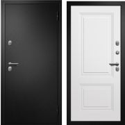 Блок дверной стальной Термо Профи, серебро на черном, внутр. панель белая шагрень фрезер №64 , фурн. хром, 960х2050 правое