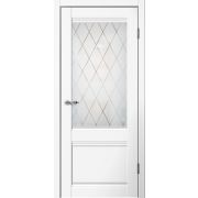 C01 Полотно дверное остекленное 600х2000 Эмалит белый АНГЛИЙСКАЯ РЕШЕТКА