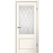C01 Полотно дверное остекленное 900х2000 Эмалит ваниль АНГЛИЙСКАЯ РЕШЕТКА