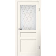 C03 Полотно дверное остекленное 900х2000 Эмалит ваниль АНГЛИЙСКАЯ РЕШЕТКА