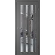 C07 Полотно дверное остекленное 900х2000 Эмалит графит ЗЕРКАЛО