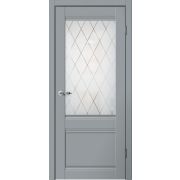 C01 Полотно дверное остекленное 600х2000 Эмалит серый АНГЛИЙСКАЯ РЕШЕТКА