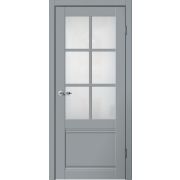 C04 Полотно дверное остекленное 600х2000 Эмалит серый МАТОВОЕ СТЕКЛО