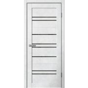 B02 Полотно дверное 700х2000 ПВХ бетон светлый ЧЕРНОЕ СТЕКЛО