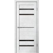 B03 Полотно дверное 700х2000 ПВХ бетон светлый ЧЕРНОЕ СТЕКЛО