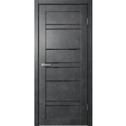 B02 Полотно дверное 900х2000 ПВХ бетон темный ЧЕРНОЕ СТЕКЛО