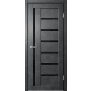 B04 Полотно дверное 800х2000 ПВХ бетон темный ЧЕРНОЕ СТЕКЛО