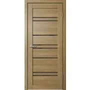 B02 Полотно дверное 700х2000 ПВХ дуб европейский ЧЕРНОЕ СТЕКЛО