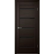 206 Полотно дверное 600х2000 ПВХ дуб мокко ЧЕРНОЕ СТЕКЛО