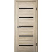 206 Полотно дверное 600х2000 ПВХ ясень латте ЧЕРНОЕ СТЕКЛО