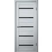 206 Полотно дверное 600х2000 ПВХ ясень пепельный ЧЕРНОЕ СТЕКЛО