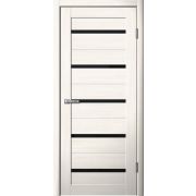 206 Полотно дверное 800х2000 ПВХ ясень снежный ЧЕРНОЕ СТЕКЛО